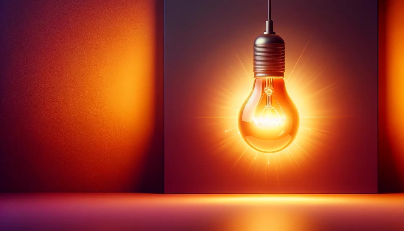 Lightbulb over a workspace