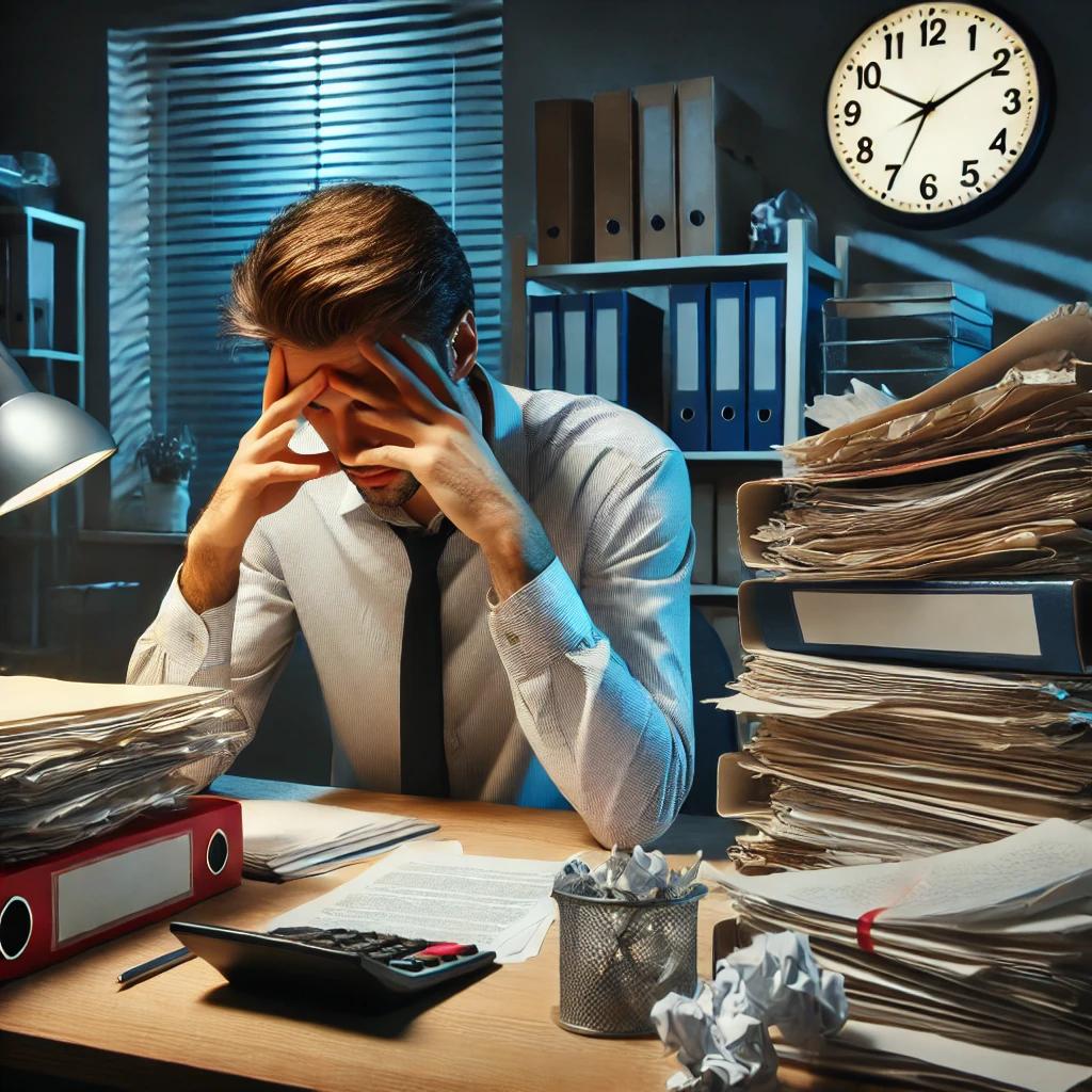 Person working through a difficult admin problem