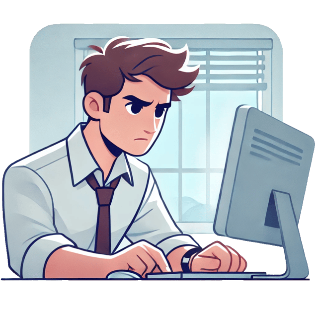 Man sitting at desk, using a computer